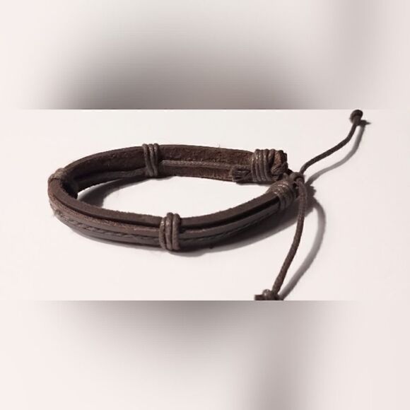 Men's leather bracelet layered brown new d79 - Picture 1 of 1